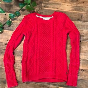 Red cable knit sweater